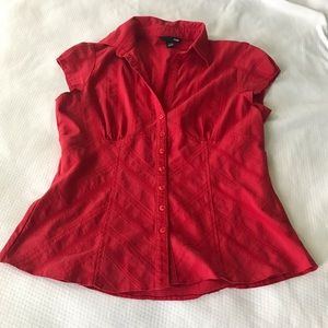 Red button down blouse